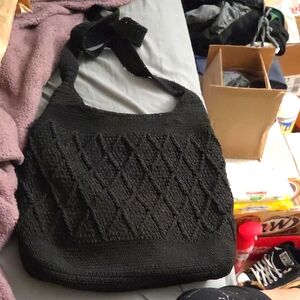 Black Knit Shoulder Bag